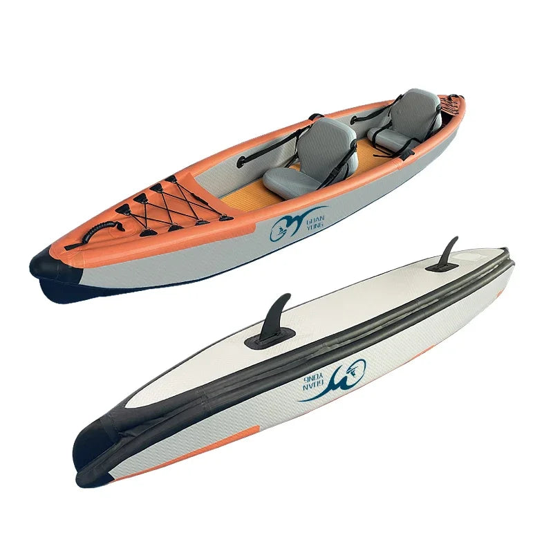 2 Sit-in Kayaks Inflatable Portable Fishing Canoe Double Paddles Travelling Boat Drop Stitch Inflat Kayak Kayaks Pedal