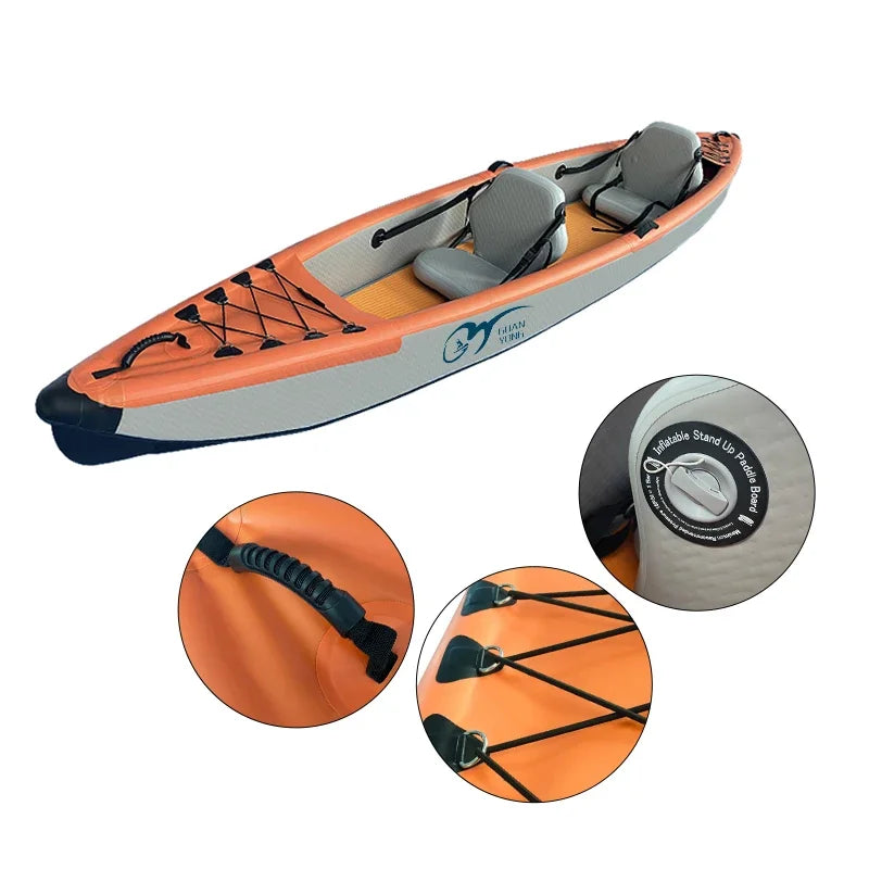 2 Sit-in Kayaks Inflatable Portable Fishing Canoe Double Paddles Travelling Boat Drop Stitch Inflat Kayak Kayaks Pedal